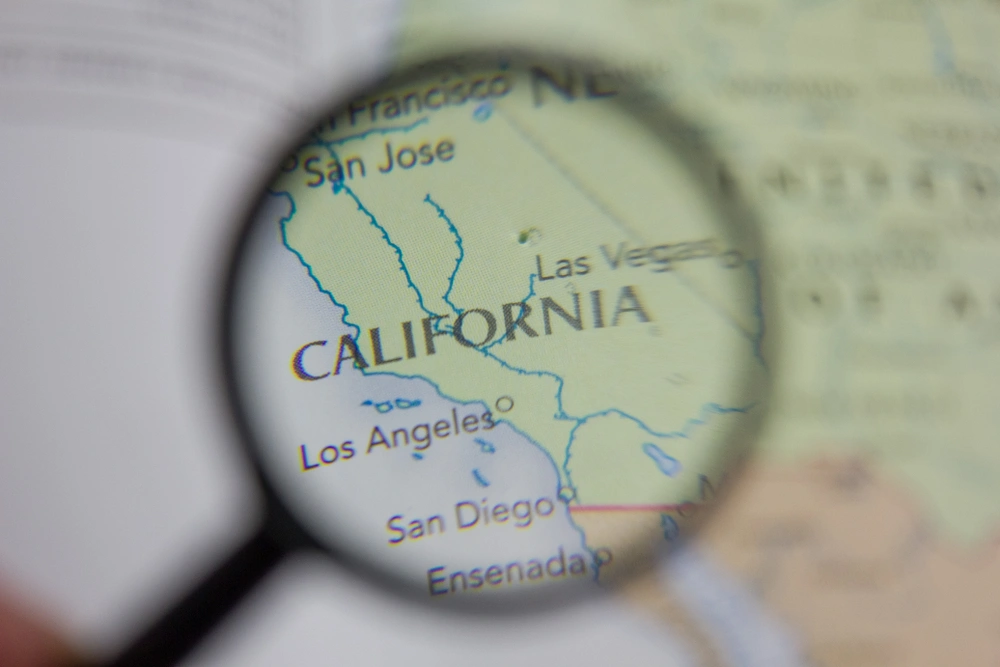 LiveView Tech Services Across California Magnified map view of California showcasing key areas like Los Angeles and San Diego, representing LiveView Tech's service coverage