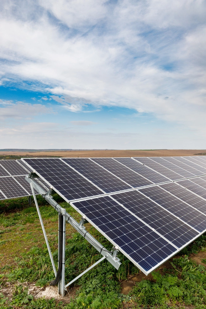 Solar farm with advanced energy solutions and security systems
