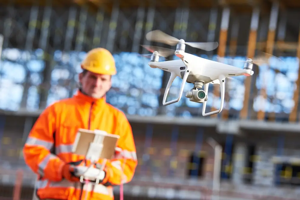 LiveView Tech surveillance drone monitoring a construction site for enhanced security