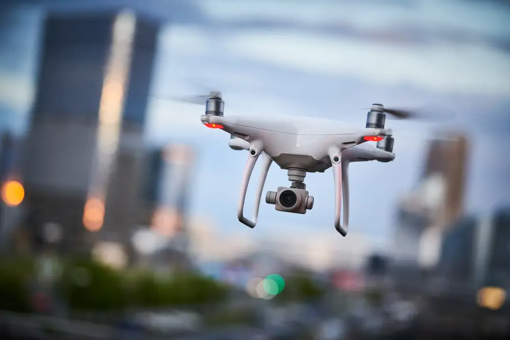 LiveView Tech drone capturing wide-area surveillance in urban settings
